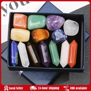 Natural Quartz Crystal Chakra Healing Stones And Crystals Set Hexagon Healing Gemstone Meditation Home Decor Crafts Gifts Pointed Quartz Crystal Chakra Healing Stones And Crystals Set Hexagon Rose Quartz Gems For Meditation Bedroom Decor