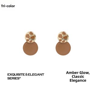 3COLOUR·S | Brown Double-layer Geometric Disc Earrings S925 Silver