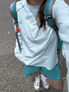 เสื้อยืดแขนยาวผู้หญิงฤดูร้อน Ice Silk Quick Dry เสื้อแบดมินตันกันแดดบางๆ สำหรับการเดินทางและเล่นกีฬากลางแจ้ง ชุดปั่นจักรยานแบบลำลอง