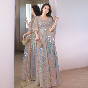 ชุดราตรีหรูหราไซส์ใหญ่ ชุดแต่งงาน ชุดเดรสยาว ชุดแฟชั่นฤดูใบไม้ร่วง ผ้าไนลอน ชุดทำงาน ชุดราตรี เดรสยาว