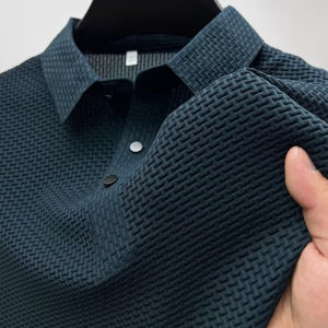 Brand Clothes Summer New Mens Short Sleeve T-shirt Ice Silk Cool and Breathable POLO Shirt Business Casual Sweat-absorbing Top