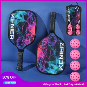 【FULL SET】KENIER Wooden Pickleball Paddles Set Beach Ball Set with 4 Pink Balls and Carry Bag Pickleball Rackets Pickle Outdoor Sports Fitness Equipment Set Build Up Handle Balance Power