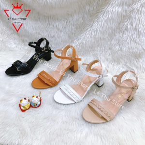 Giày cao gót 57 phân 3 dây ngang phối bính hở gót LT (SDV3002)