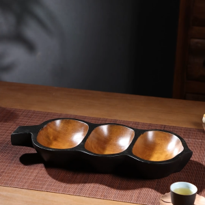 ไม้เนื้อแข็งสร้างสรรค์ผลไม้แห้งถาดห้องนั่งเล่นบ้านขนมถาดเสร็จไม้แกะสลักวินเทจแบ่งช่องเก็บกล่องโต๊ะขนมขบเคี้ยว