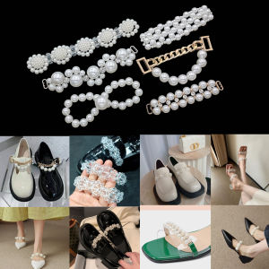 รองเท้าส้นเตี้ยแบบสวมสำหรับผู้หญิงพร้อมหัวเข็มขัดประดับลูกปัดอะคริลิกประดับหินประดับคริสตัลแบบเย็บมือ