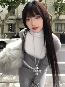HUIFUXUAN | Stylish Faux Layered Gray Long Sleeves Dress