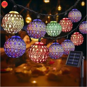 ✨【Ready Stock】 + Free Shipping✨ 100% Original Lucky Solar Powered Moroccan Ball Lamp String Waterproof LED Wrought Iron