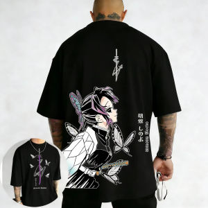 Bandai | Summer Men Women Demon Slayer Shinobu Anime Printed T-shirt Fashion Y2K Casual Men and women Top Harajuku Style Streetwear