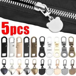 5PCS Detachable Metal Zipper Puller Repair Kits Universal Replacement Zipper Head for Luggage Purse Bags Clothes Zipper Slider