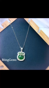 mặt dây chuyền túi tiền ngọc bích tự nhiên vip bọc bạc dáng kim tiền cao cấp dây chuyền đá phong thủy trang sức thiết kế đủ hóa đơn thẻ bảo hành