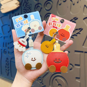 Leather badminton table tennis car keychain cartoon cute backpack pendant hanging decoration small gift