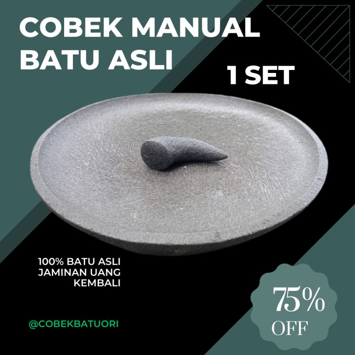 砂利・石・枕木 cobek batu asli 1 set ulekan batu 1 Set Cobek Dan Ulekan Batu Gunung 100% Asli Batu Ukuran