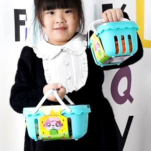 17PCS Fruit Cutting Toys Fruit Vegetable Seafood Educational Toys Kitchen Toy with Basket for Kids Early Educational Puzzle Toy