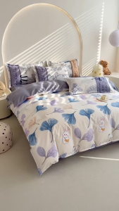 Elegant Luxe Comfort 4-in-1 Bedding Set Silk Plaid Hypoallergenic