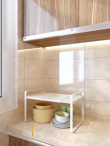 B & XL Retractable kitchen storage rack countertop cabinet partition shelf sink cabinet interior condiment organizer