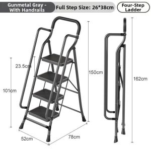 Multi-use Foldable Wide Stair with Handrail Non-slip Big Step