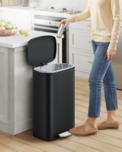 Stainless Steel Trash Can Commercial Foot Pedal Square Large Size 30L/50L Bathroom Kitchen Office Use Waste Bin Storage Bucket