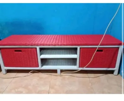Redy Stok Lemari Rotan Sintetis Laci 2 DVD Meja Tv Rak Buku Susun