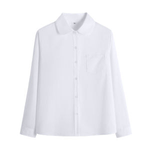 White Short Sleeve Shirt for Women Versatile Casual Academic Style with Pockets Button-up Collar Ideal for Students and Commuters