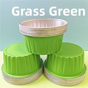 round Aluminum Foil Cake Packaging Box 125ml Pudding Dessert Cup Baking Resistant Pastry Container Aluminum Foil Baking Tray