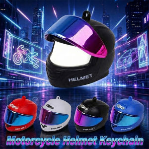 Seametal xe máy mini Mũ bảo hiểm Keychain đèn LED Mũ bảo hiểm che mặt Móc Chìa Khóa Rider phụ kiện