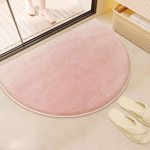 LEKEN | Water Absorbing Anti-Slip Pink Half-Circle Bathroom Mat