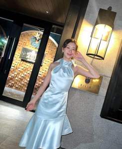 ชุดไปงานแต่ง ชุดเพื่อนเจ้าสาว รุ่นโบว์หลังคอ