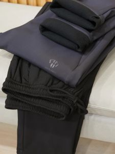 กางเกงขายาวทรงตรงผ้าขนแกะหนาสำหรับผู้ชาย ฤดูหนาว กางเกงขายาวผู้ชาย ทรงตรง ขนแกะหนา ปกติ สีพื้น กางเกงขายาวลำลอง