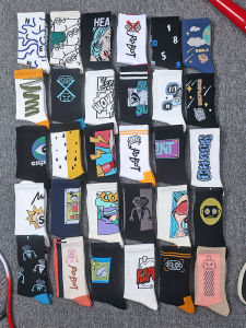 Mens Long Tube Socks Pure Cotton mid Tube Thickened Basketball Trendy Anti-Odor Autumn Winter Anti-Fungal Socks