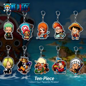 Bandai | One Piece Luffy Roronoa Zoro Acrylic Anime Keychain Pendant Cartoon Cosplay Keyring Gift