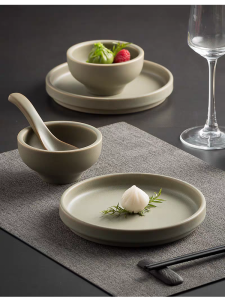 Bộ Đồ Ăn Kiểu Nhật Bản Đơn Giản Sang Trọng Bộ Ba Món Cho Khách Sạn Nhà Hàng Bộ Đồ Ăn Một Người Dùng Bát Đĩa Thìa