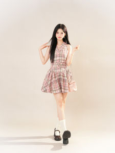 Váy Ngắn Không Tay Cổ Bẻ Họa Tiết Kẻ Caro Thanh Lịch Kiểu Pháp Cho Nữ Mùa Hè  Cao Cấp Váy Ngắn Cạp Cao Bằng Polyester