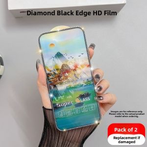  16Pro Night Glow Tempered Glass Screen Protector Full Cover Diamond like Texture Anti Shock Clear Frosted XR Xs 12Pro 13Diamond 14Diamond 15Promax