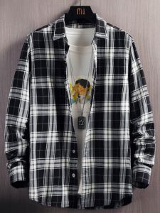 ROMON | Lormen Mens Long Sleeve Cotton Shirt Casual Pure Cotton Workwear No Iron Spring Autumn New Style Youthful Flannel Shirt Jacket