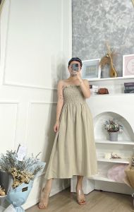 CJ - DRESS #2134 FELICIA BABYDOLL SMOCKED MIDI DRESS PREMIUM