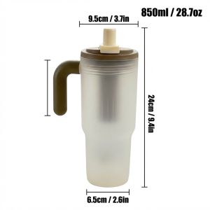 WORTHBUY | 850ML Portable Water Bottle with Strainer & Straw Clear Plastic Tumbler Cold and Heat Resistant Leak-proof Drinking Bottle