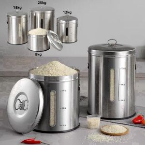stainless rice dispenser 10 kilos sale/10kg/5kg/15kg/25 kilos kitchen Large jar canisters lagyanan ng bigas and jars organizer with lid airtight big food container aesthetic rice box storage rice bucket