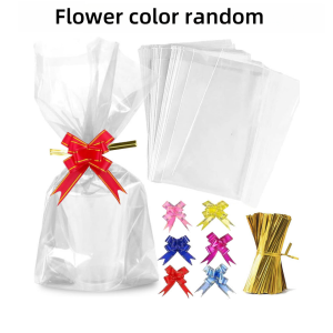 20/50/100 pieces clear cellophane gift bag plastic packaging with kinks clear party favor bag perfect for biscuit candy