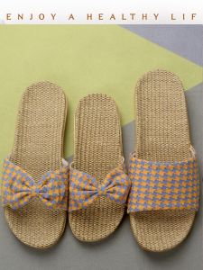 Bow Linen Braided Slippers