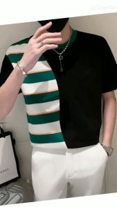 Áo thun áo thun nam kiểu dáng dạng lưới phía bên phải phá cách tự tin khoe cá tính thu hút mọi ánh nhìn - H72