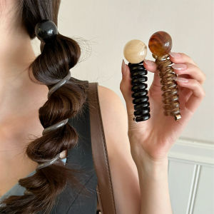 ริบบิ้นผมปักพู่เรียบง่ายสำหรับผู้หญิง สายโทรศัพท์ใหม่ปี 2024 ที่ทำผมหางม้าแบบหรูหรา ประดับผม เครื่องประดับผม