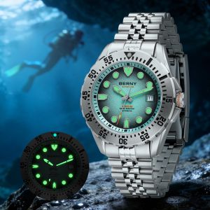 BERNY 20ATM Automatic Diver Watch for Men MIYOTA 8215 Top Accuracy 316L Steel Supper Luminous Sapphire AR Mens Diving Watches