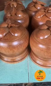 [TẶNG KÈM ẤM] Bình Ủ Ấm Trà Gỗ Dừa Giữ Nhiệt Cao Cấp Trang Trí Bàn & Quà Tặng Sang Trọng Mẫu Măng Cụt Có Đế - KIM TỨ