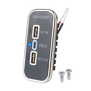 Bộ Sạc Ô Tô 3 Cổng USB Ổ Cắm Sạc Nhanh 12/24V Gắn Tường Hai Cổng USB Cho Xe Hơi