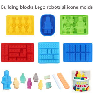 1PC New Model Building Blocks Lego Robots Silicone Molds Chocolate Cake Baking Ice Grid Jelly DIY Flip Sugar Handmade Soap Mold
