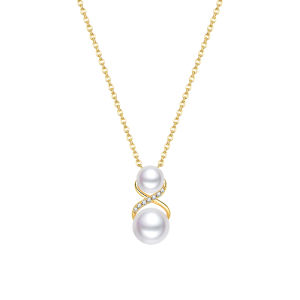 18K Gold Akoya Sea Water Pearl Necklace 6-8.5mm