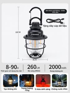 BEAUTY IN THE LIGHT | Đèn Ngoài Trời Kiểu Cổ Đa Năng Sạc Dài Pin Chống Nước