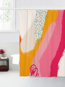 Nordic Abstract Bath Curtain Waterproof Partition Curtain No Drilling Mold Proof Blocking Curtain for Bathroom And Dressing Room
