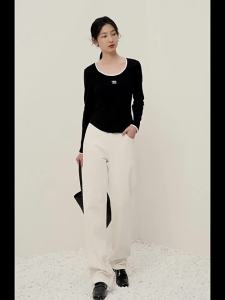 Yigue | Slim Fit High Waist Straight Leg Pants