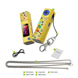 Ourlife CCD 2K Mini Thumb Camera Student Action Camera with 230° Rotatable Lens Photo Video Recorder Portable Keychain Camera